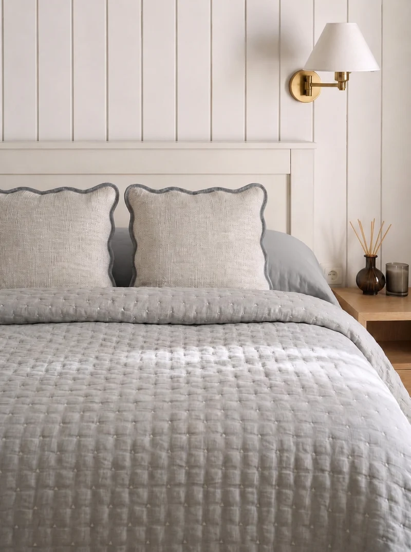 Colcha doble tela algodón jacquard trian azul keike