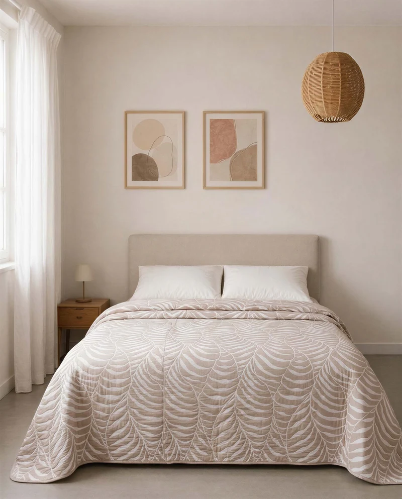 Colcha doble tela jacquard liri topo