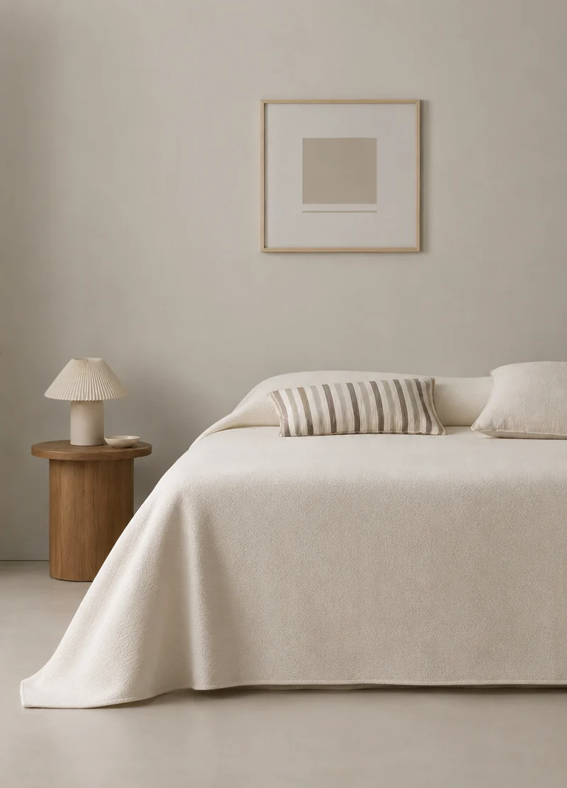 Colcha doble tela jacquard ayana natural
