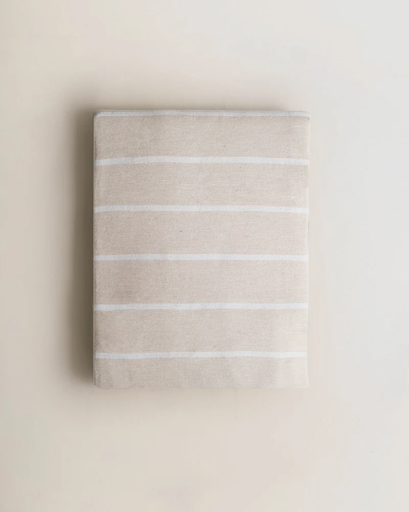 Multiusos raya ancha otoman blanco natural