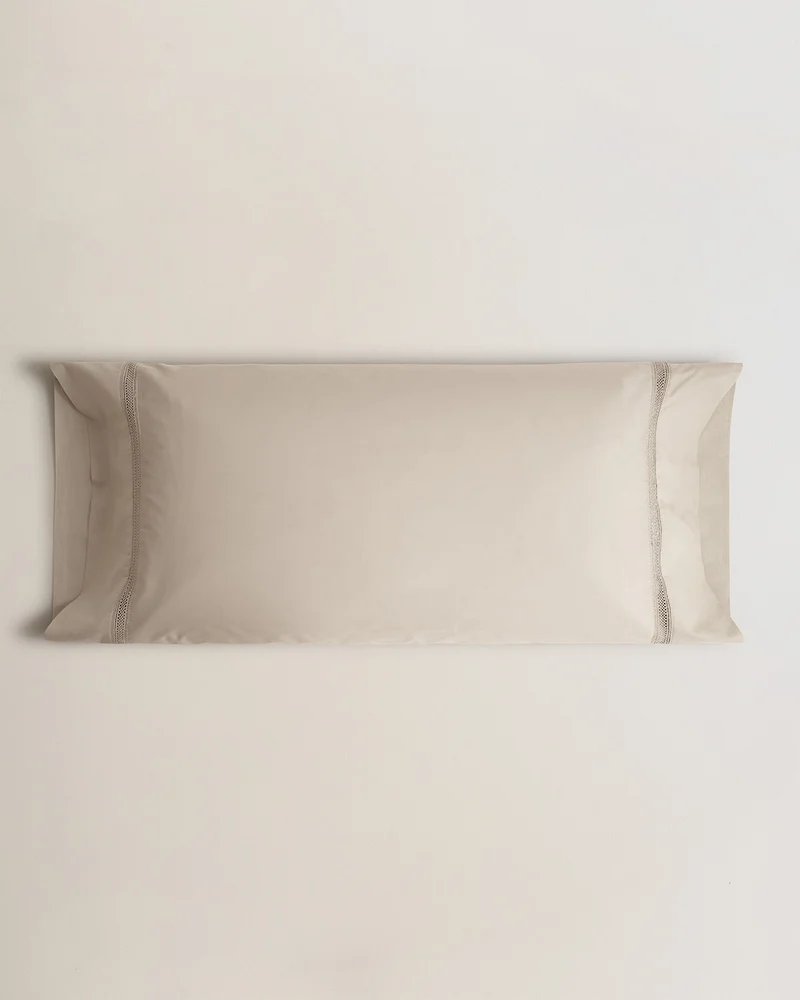Funda almohada algodón percal entredos topo