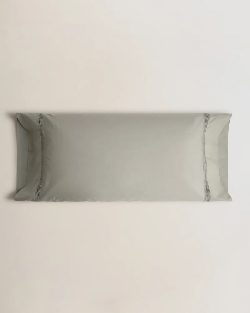 Funda almohada algodón percal entredos verde seco