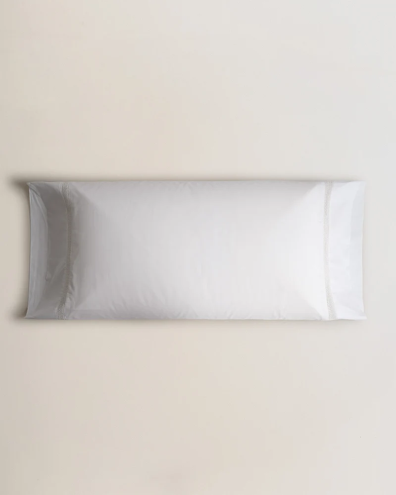 Funda almohada algodón percal entredos blanco