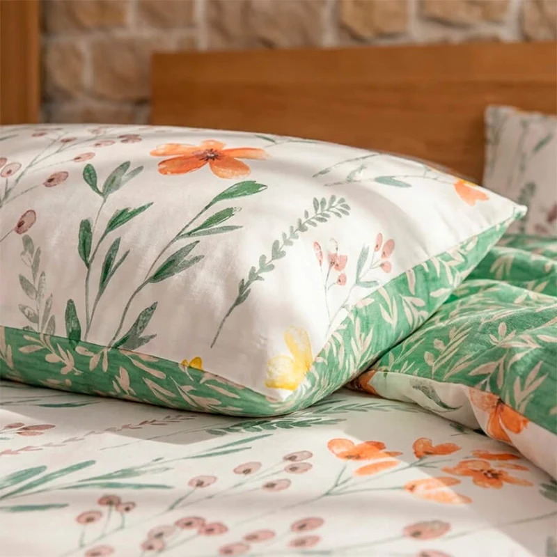 Funda de almohada de Flores Amarillas y Naranjas 100% algodón 200 hilos
