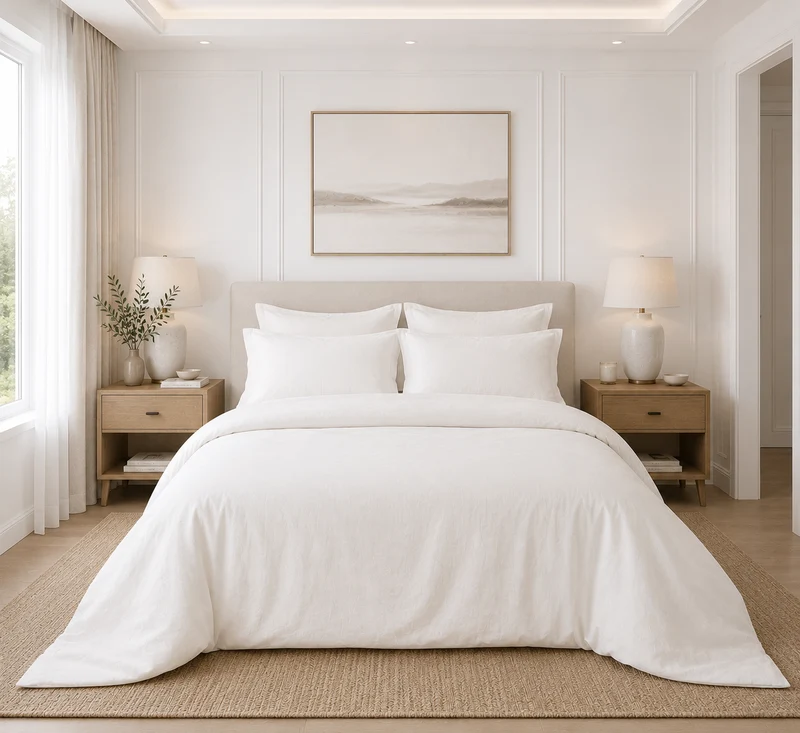 Juego de Cubreduvet 400 Hilos Blanco Natural Queen