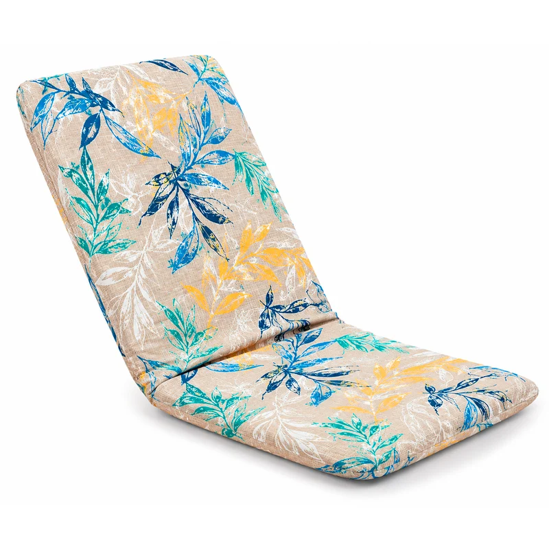 Cojín Tumbona Colchón 120x55x6cm . Ideal para Jardín, Piscina, Terraza- Hojas Mix