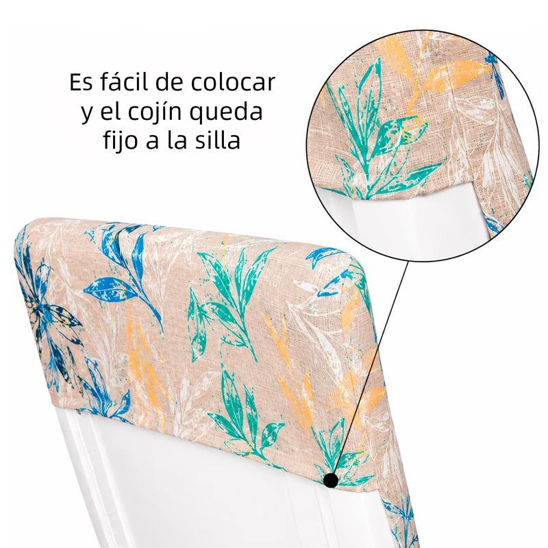 Cojín Tumbona Colchón 120x55x6cm . Ideal para Jardín, Piscina, Terraza- Hojas Mix