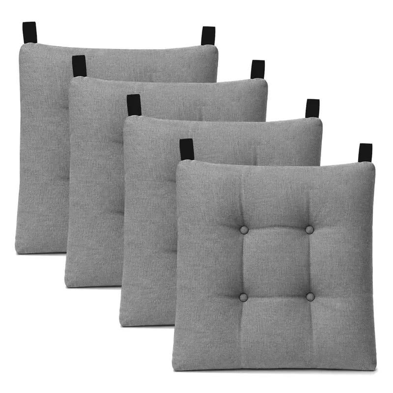 Cojines para Silla de 40x40x8cm Acolchados con Cintas de Sujeción Antideslizantes- Gris