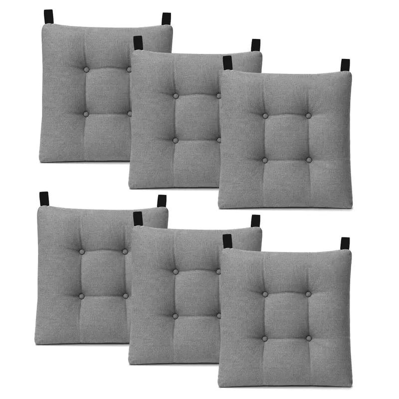 Cojines para Silla de 40x40x8cm Acolchados con Cintas de Sujeción Antideslizantes- Gris