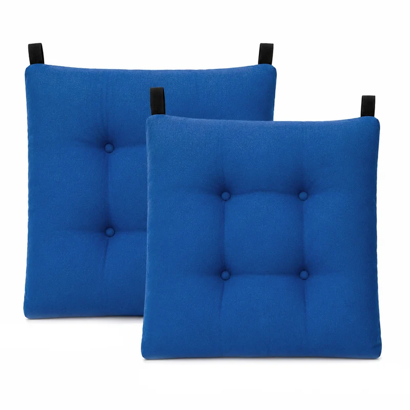 Cojines para Silla de 40x40x8cm Acolchados con Cintas de Sujeción Antideslizantes-Azul
