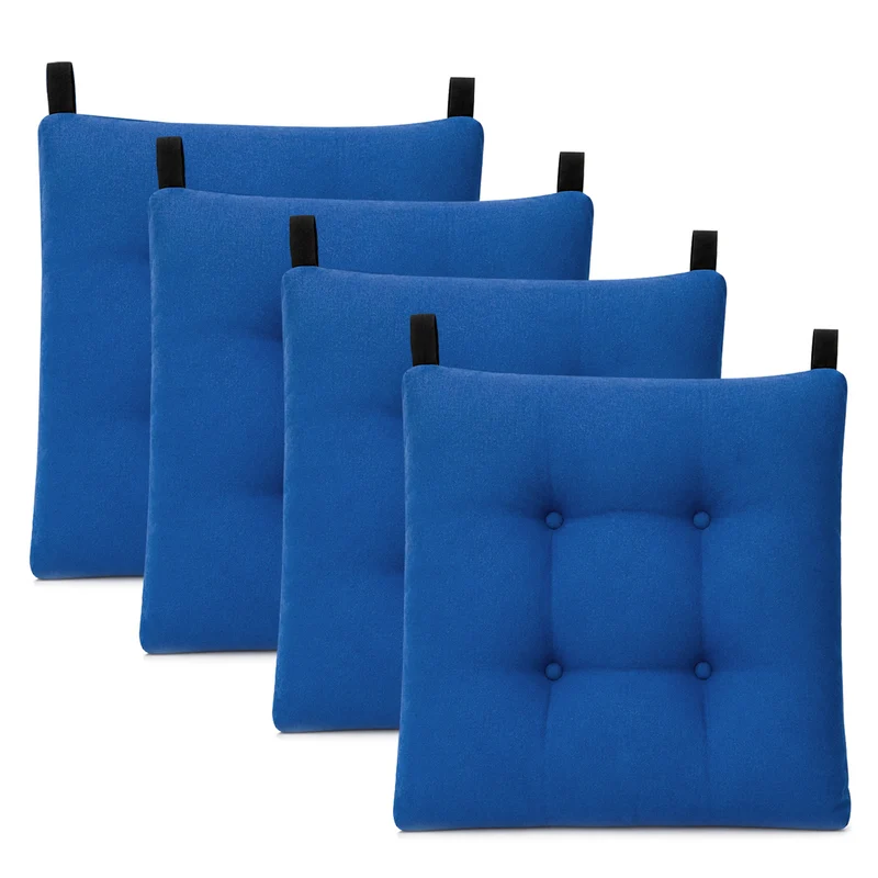 Cojines para Silla de 40x40x8cm Acolchados con Cintas de Sujeción Antideslizantes-Azul