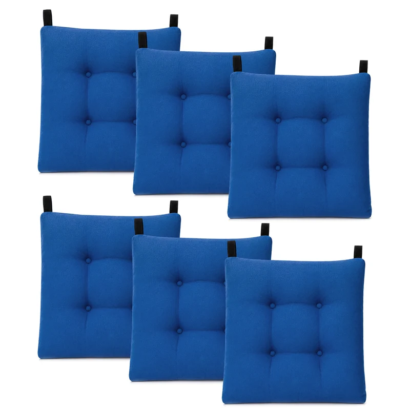 Cojines para Silla de 40x40x8cm Acolchados con Cintas de Sujeción Antideslizantes-Azul