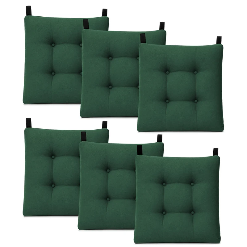 Cojines para Silla de 40x40x8cm Acolchados con Cintas de Sujeción Antideslizantes- Verde