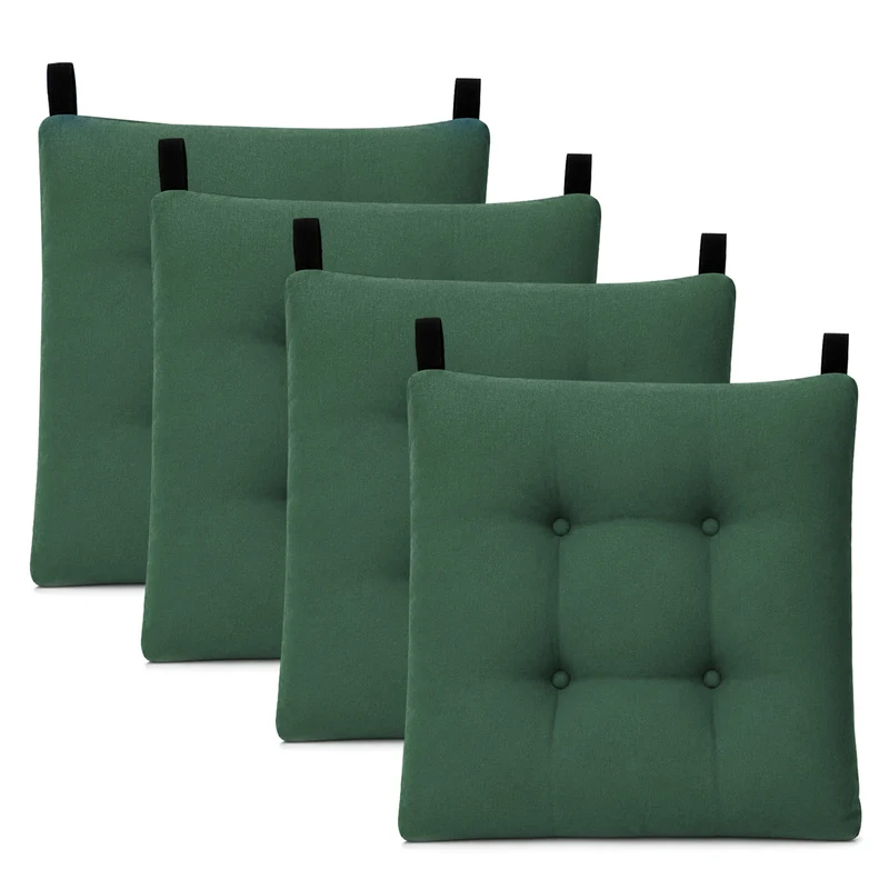 Cojines para Silla de 40x40x8cm Acolchados con Cintas de Sujeción Antideslizantes- Verde