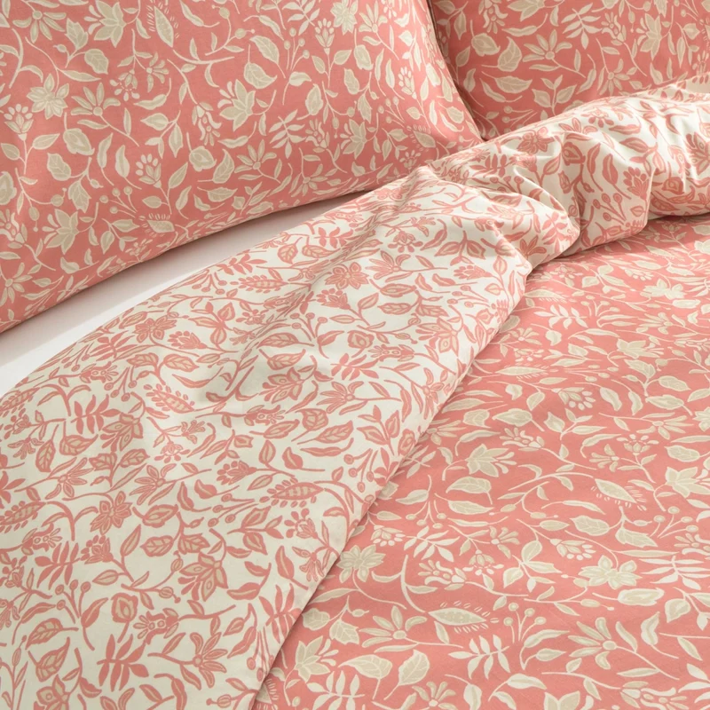 Set funda nórdica algodón reversible flores Hiresica