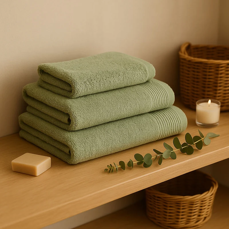 Toalla 100% Algodón Básica Verde, 450 g/m², Suave y Absorbente