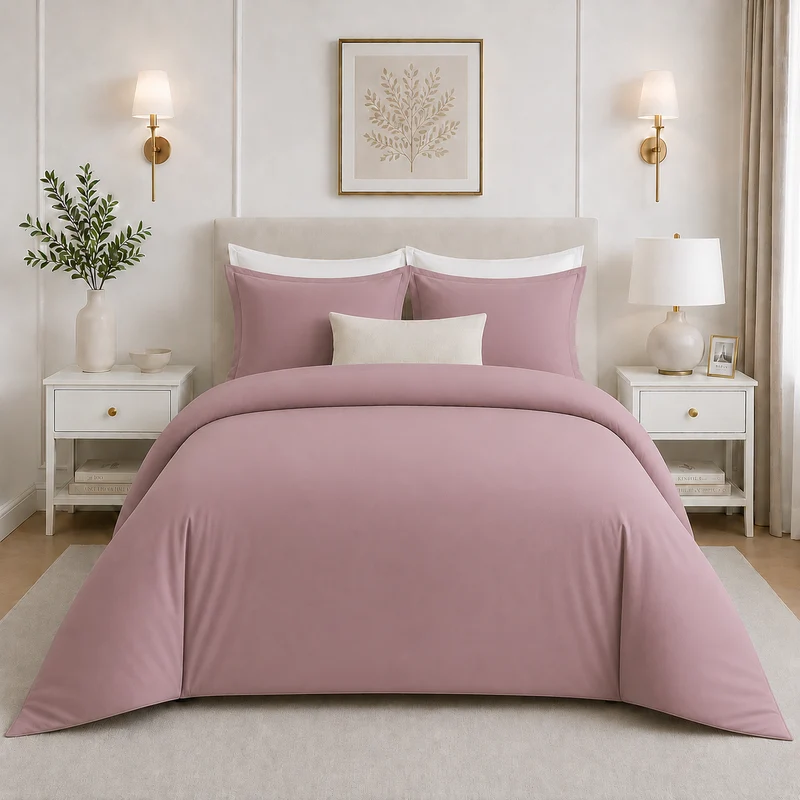 Juego de Cubreduvet 300 Hilos Light Malva Loft