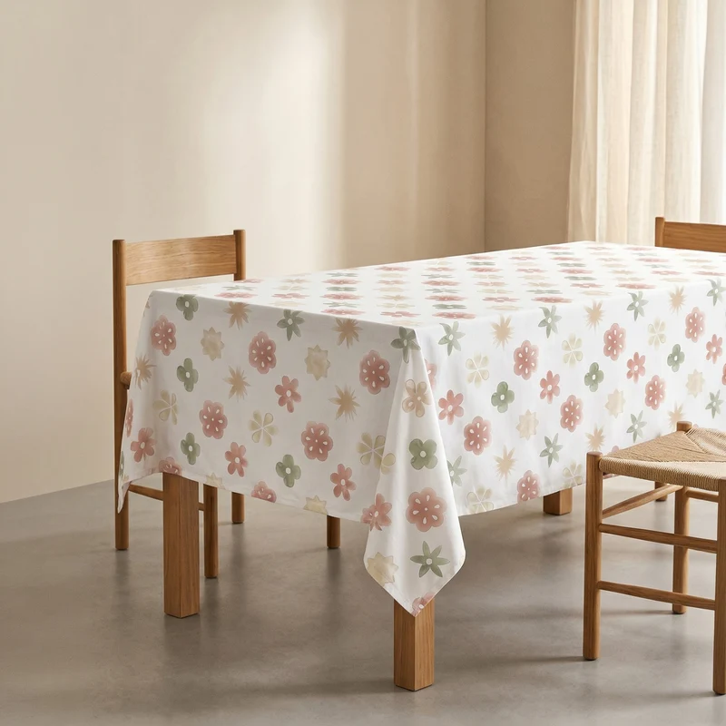 MANTEL ESTAMPADO FLORAL ANTIMANCHAS