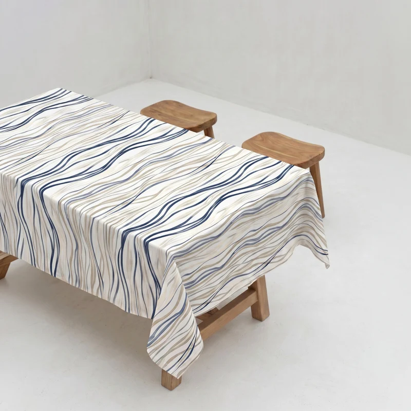 MANTEL ESTAMPADO ONDAS ANTIMANCHAS