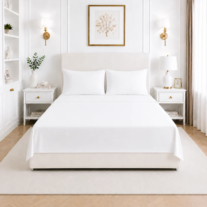 Juego de Sábanas 400 Hilos Blanco Óptico