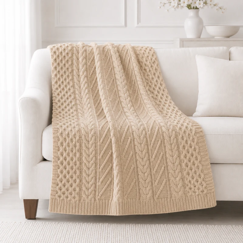 Manta Tejida Kennedy 125 x 150 cm Ivory