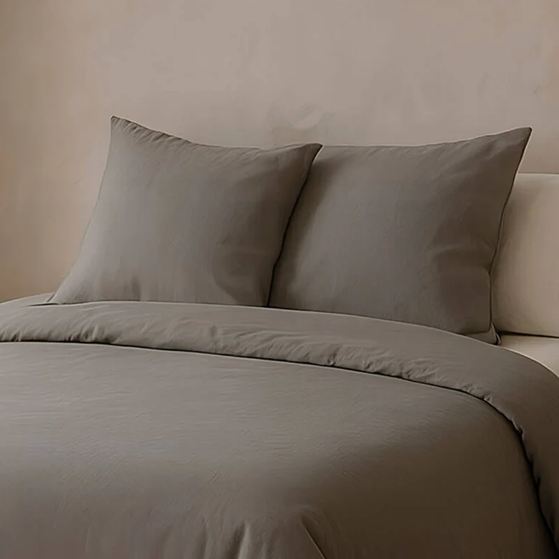 FUNDA DE ALMOHADA SOLAPA 100% ALGODÓN GRIS