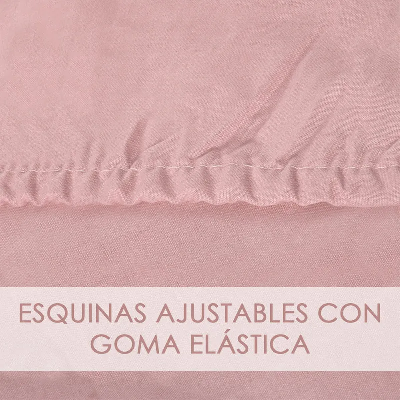 Juego Sábanas Estampadas de Verano y Entretiempo 100% Poliéster- Hojas Malva
