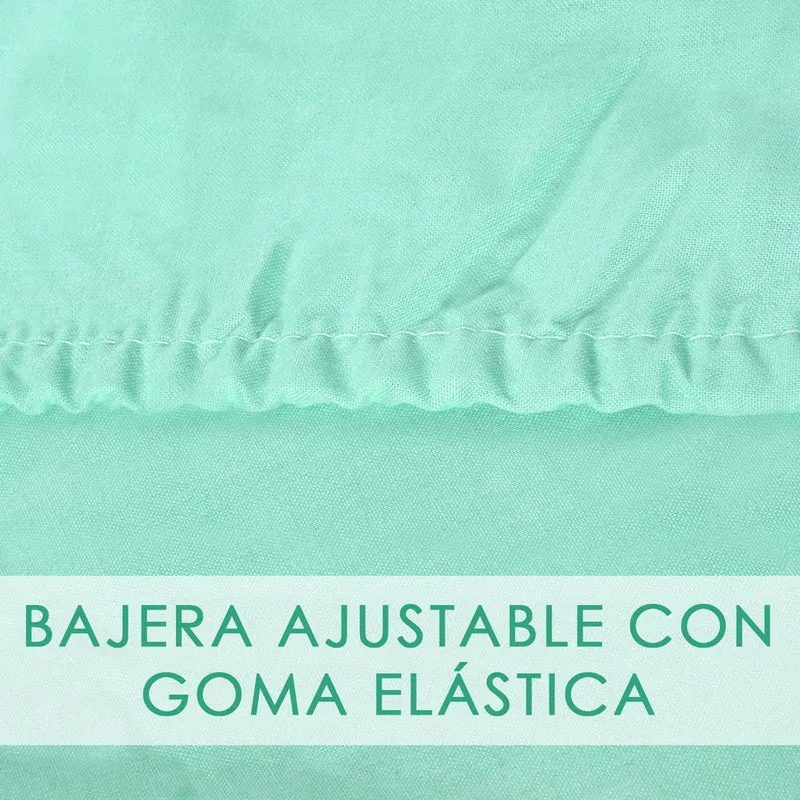 Juego Sábanas Estampadas de Verano y Entretiempo 100% Poliéster- Rombos Verde