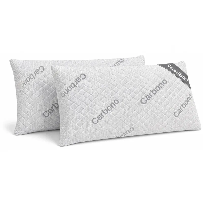 Almohada Viscoelástica de Carbono Perforado, Indeformable y Ergonómica- 70 cm Pack 2