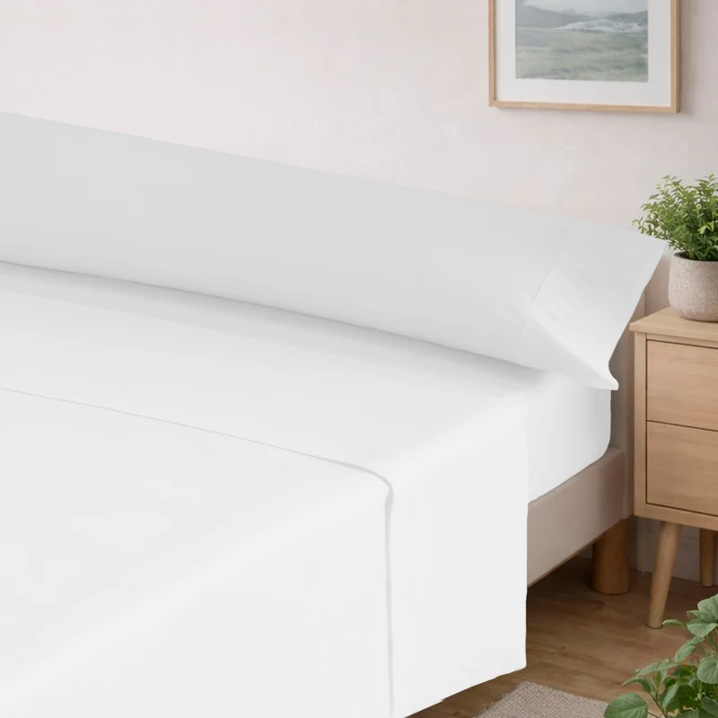 Juego Sábanas Estampadas de Verano y Entretiempo 100% Poliéster- Blanco
