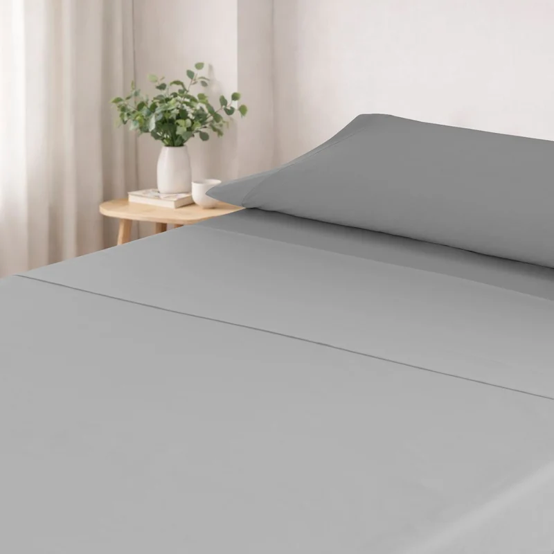 Juego Sábanas Estampadas de Verano y Entretiempo 100% Poliéster- Gris