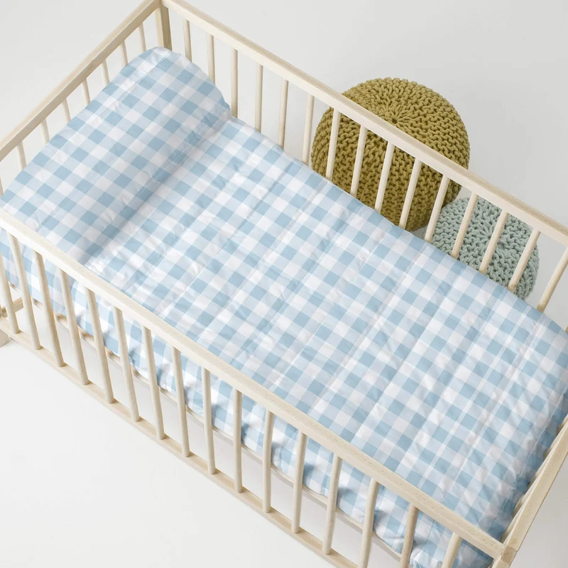 Vichy blue Colcha Cuna (100x130 cm)