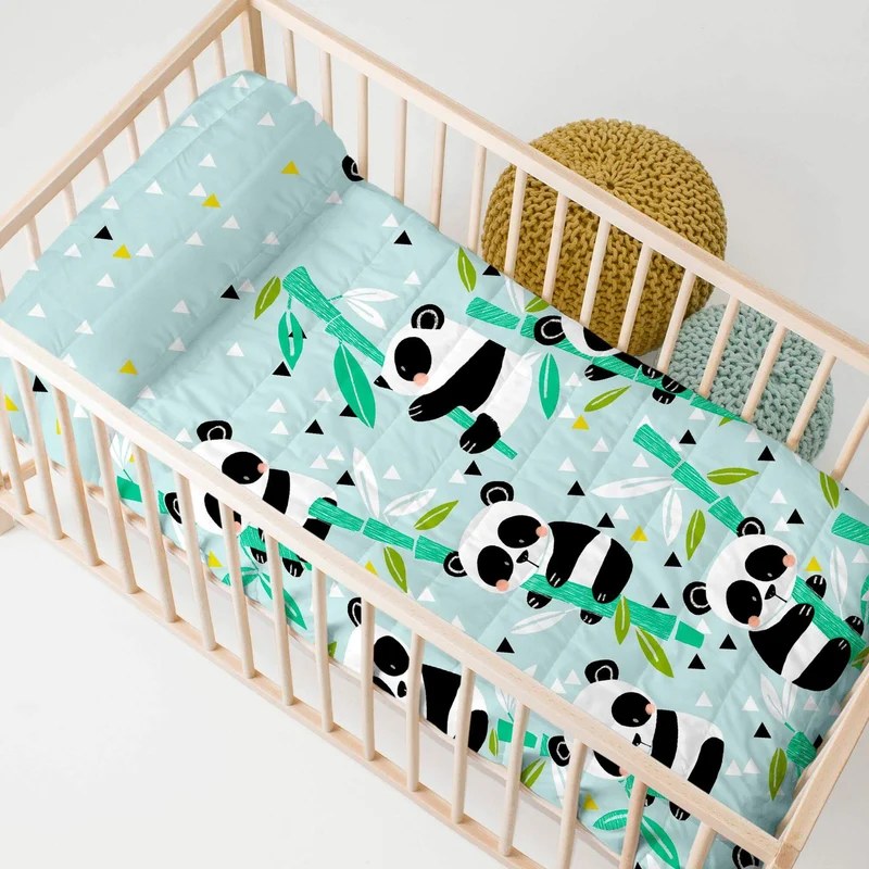 Panda garden blue Colcha Cuna (100x130 cm)