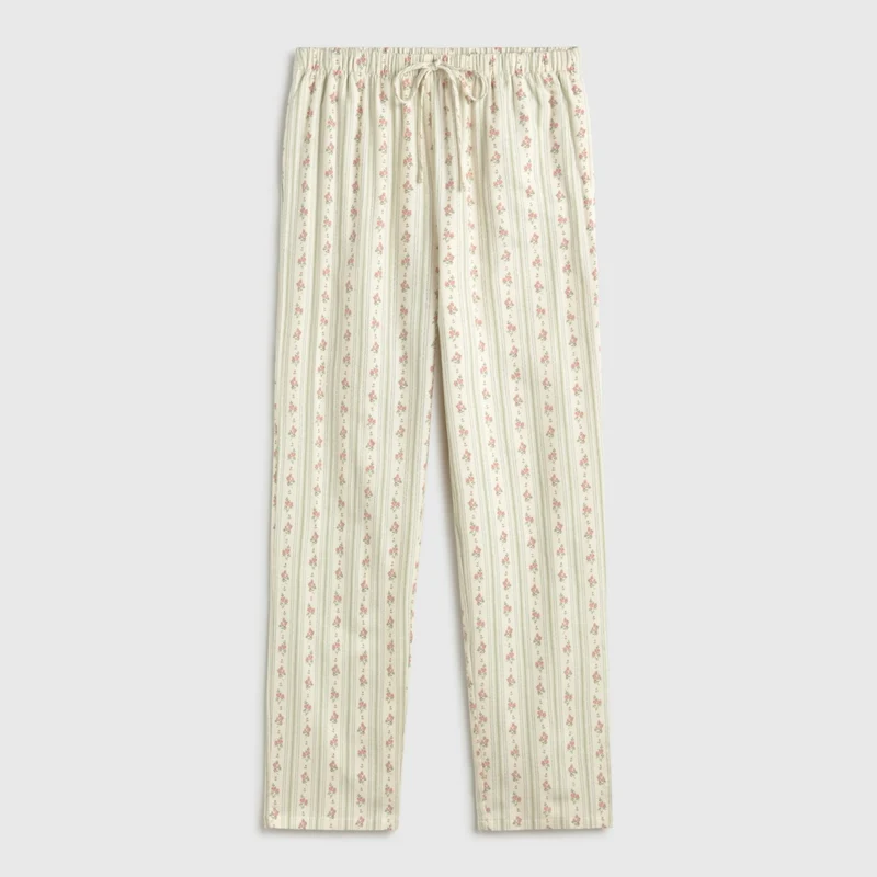 Pantalón pijama franela algodón flores y rayas Neusi