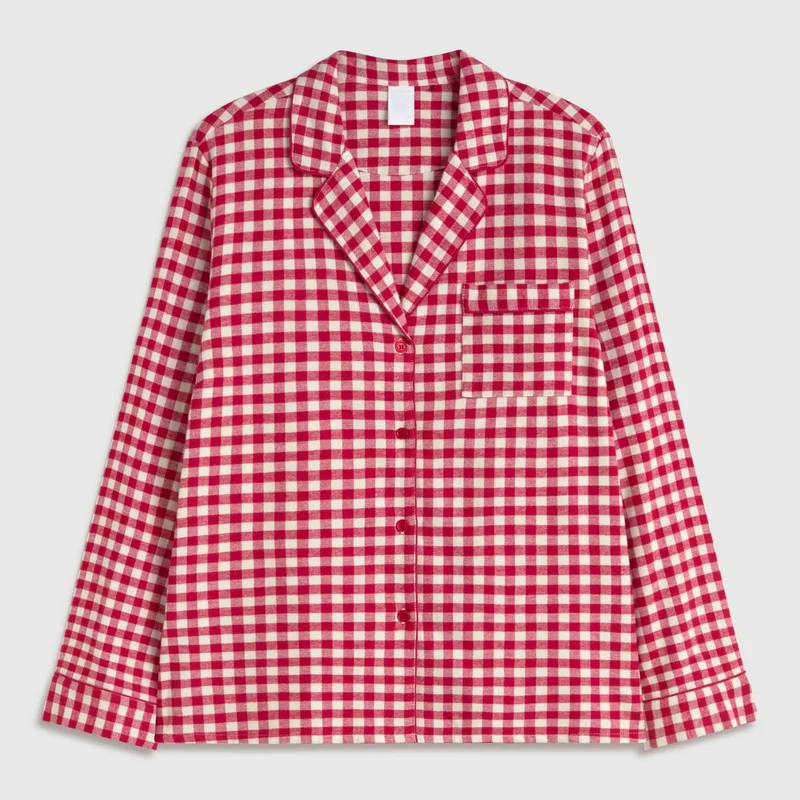 Camisa de pijama franela algodón cuadros vichy Vina