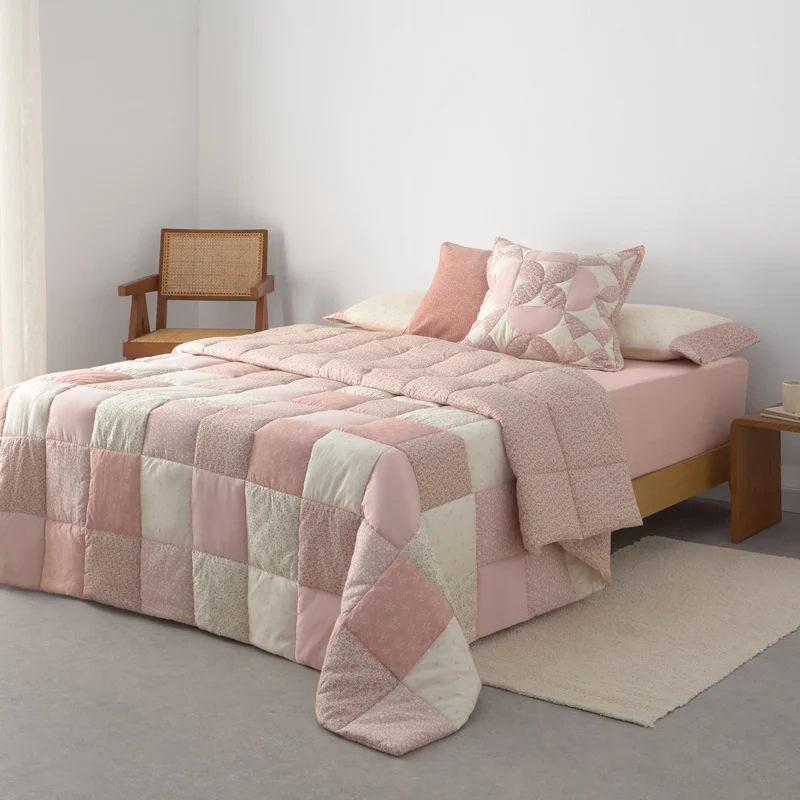 Edredón patchwork algodón floral Hompatcol