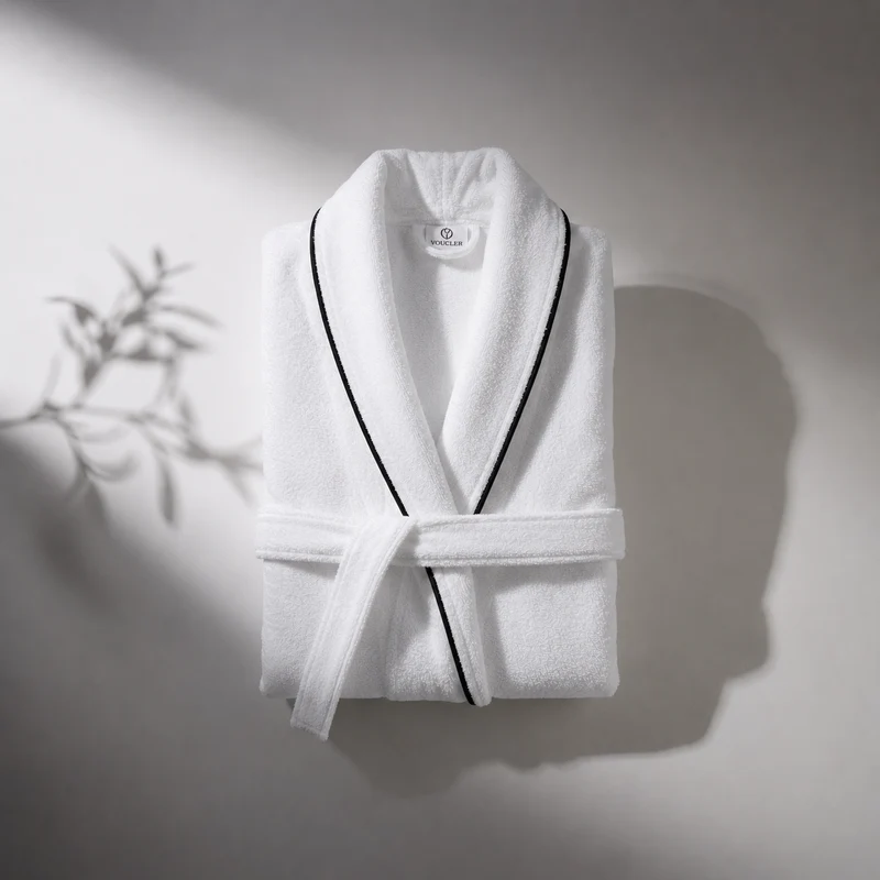 EMBRACE VELVETY BATHROBE BLACK PIPING