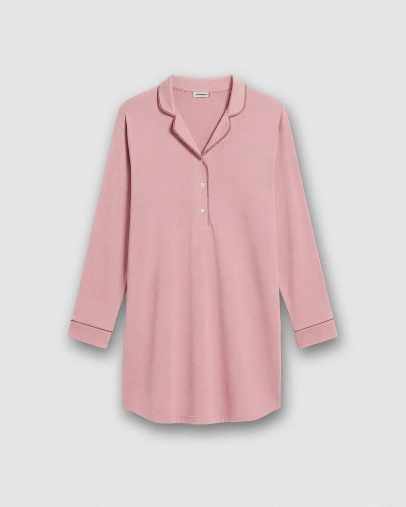 Camisón camisero algodón rosa