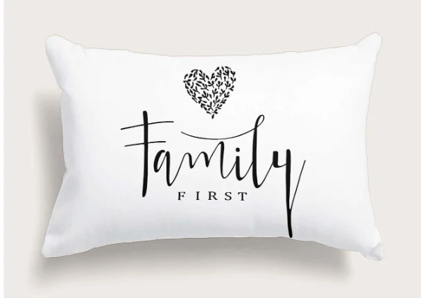 Funda de Cojín Family First Blanca 30x50 cm con Cremallera