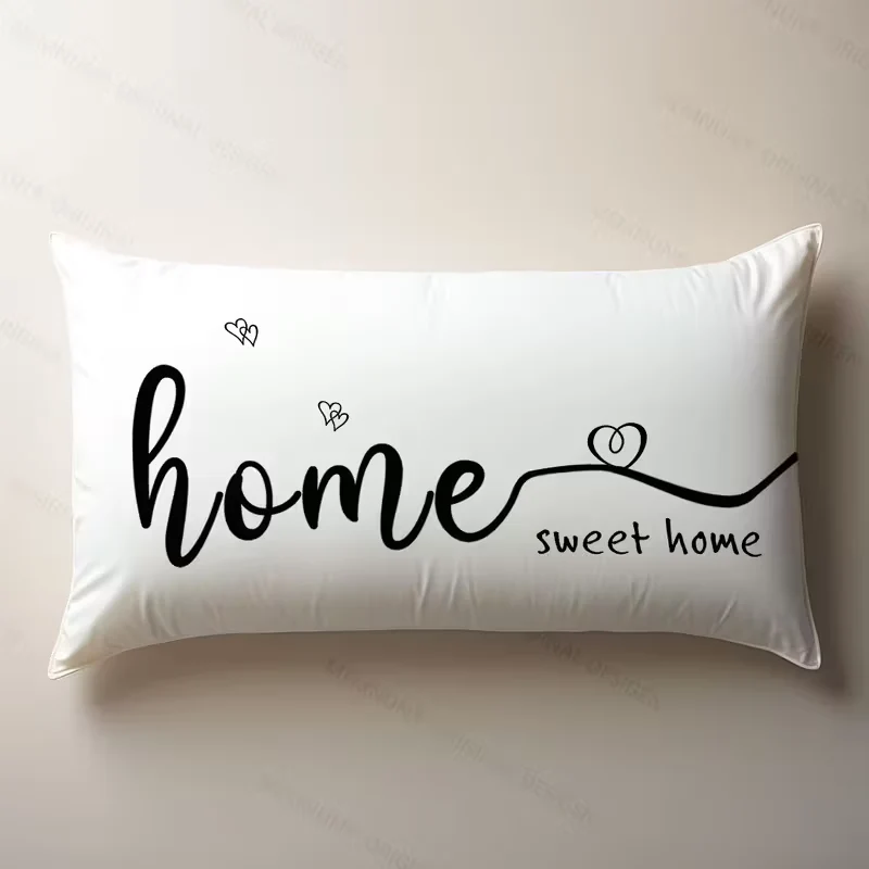 Funda de Cojín Blanca Home Sweet Home 30x50 cm con Cremallera