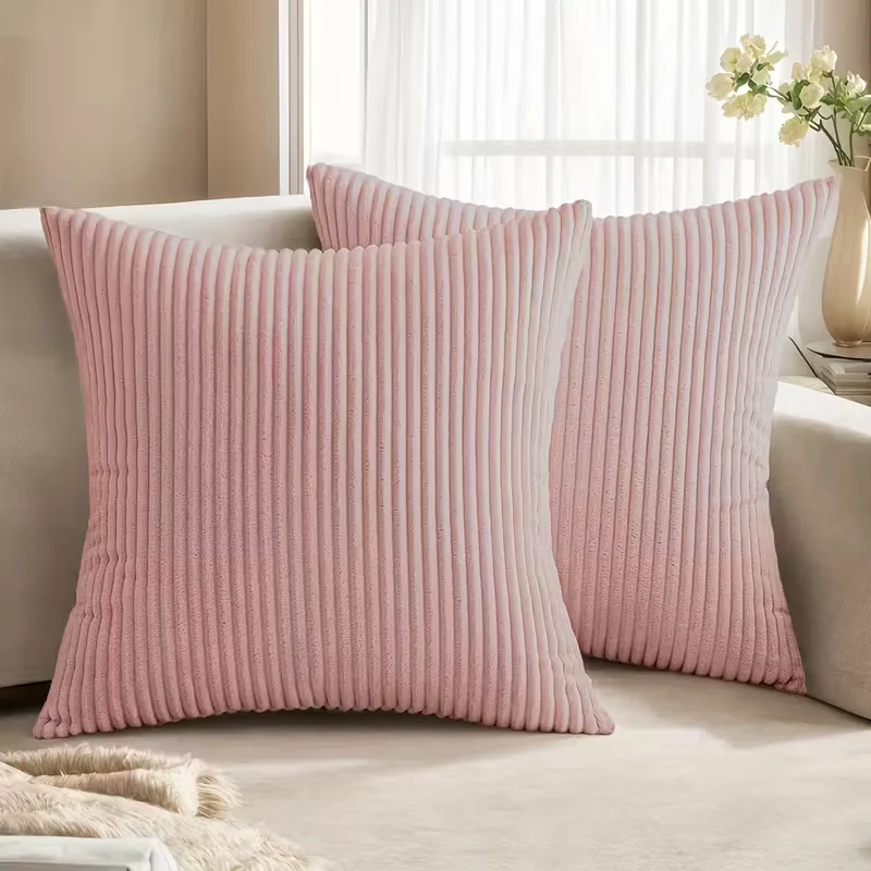 Pack de 2 Fundas de Cojines Rosa 45x45 cm con Cremallera