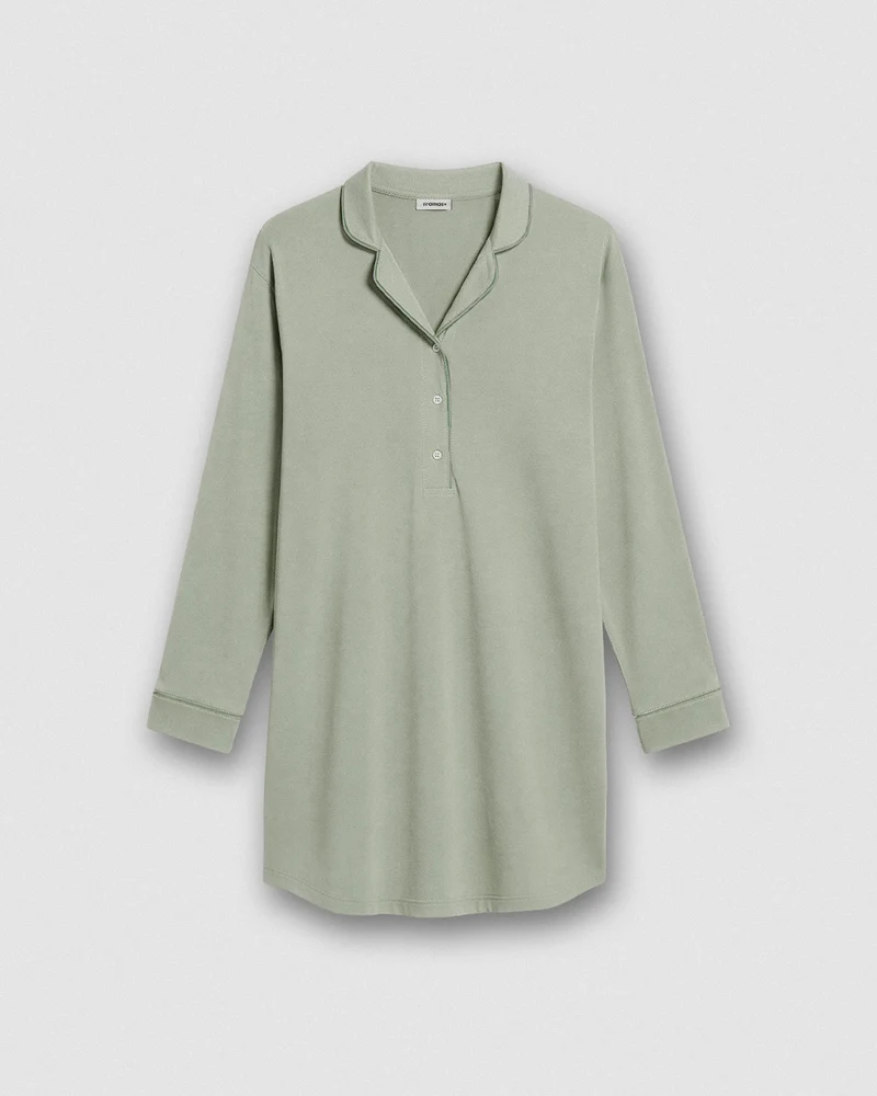Camisón camisero algodón verde