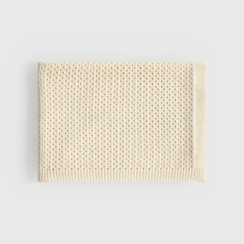 Manta bebé algodón orgánico tricot calado Ralua