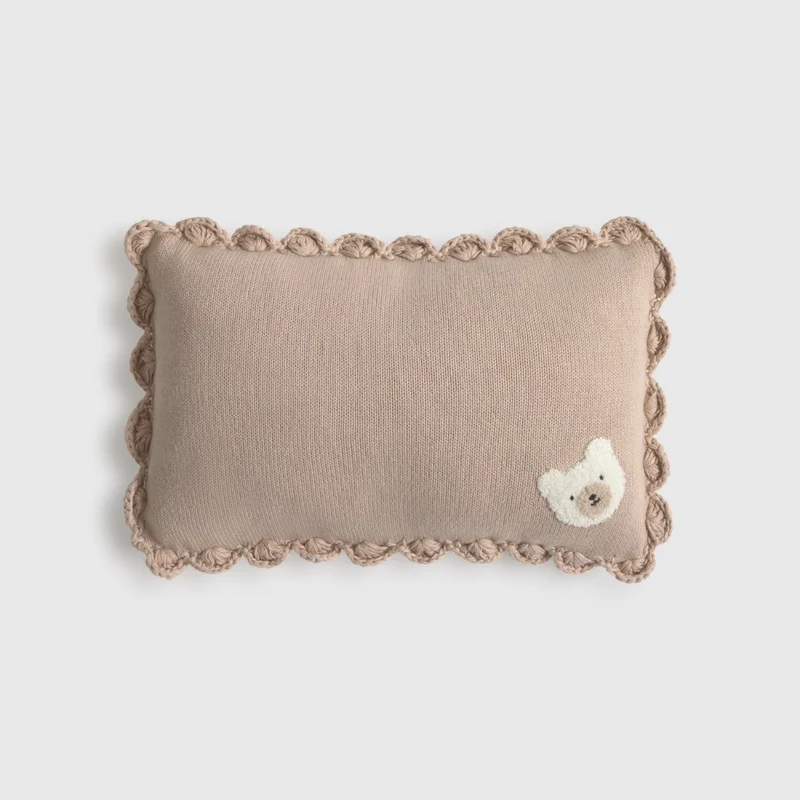 Cojín bebé algodón orgánico tricot osito crochet Ted