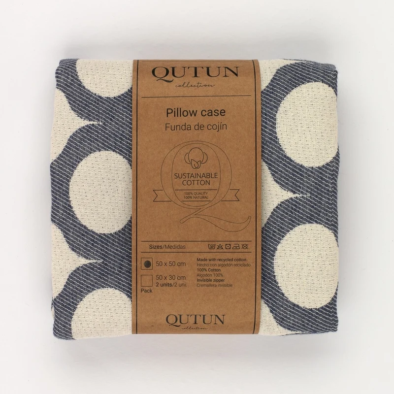 Funda cojín algodón reciclado Astún color azul