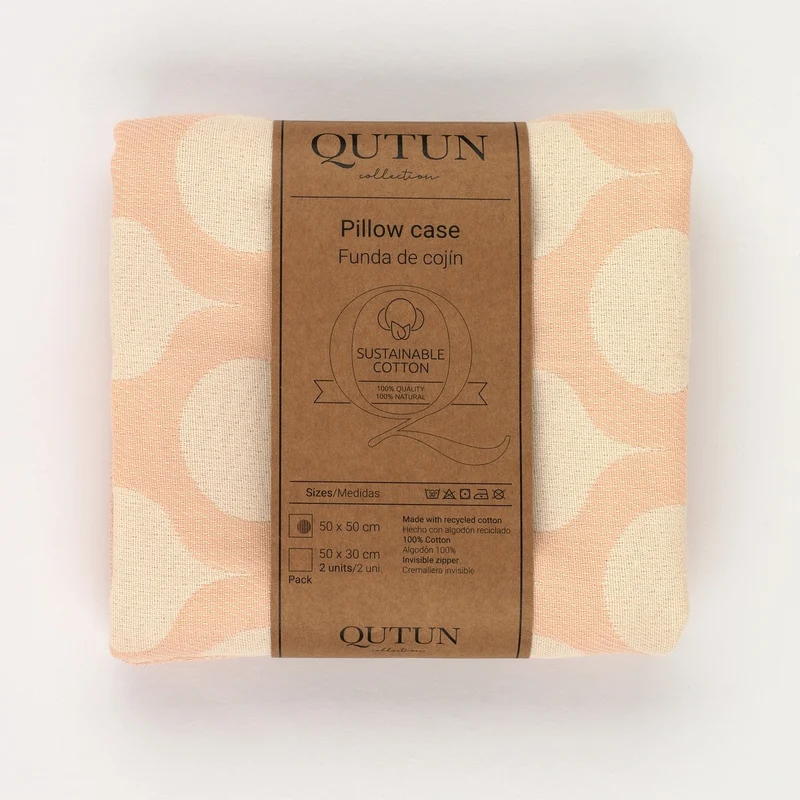 Funda cojín algodón reciclado Astún color rosa
