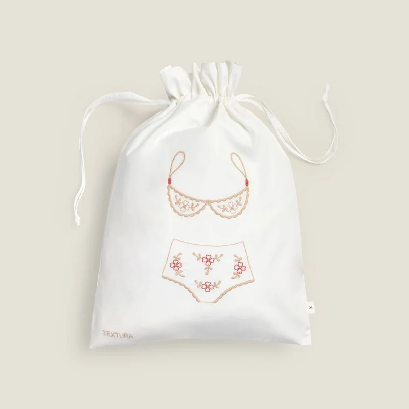 Bolsa de algodón bordada para lencería Lingerix