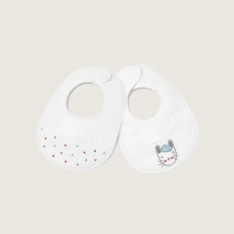 Set de 2 baberos algodón bordado Coneto