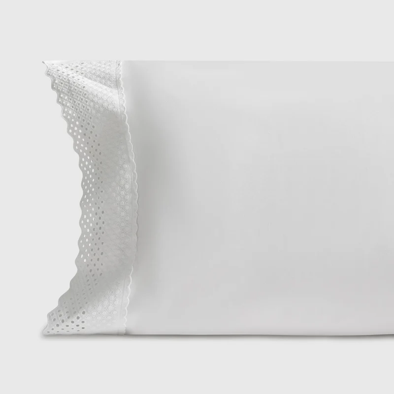 Funda de almohada algodón percal 200 hilos bordado calado Texbrod