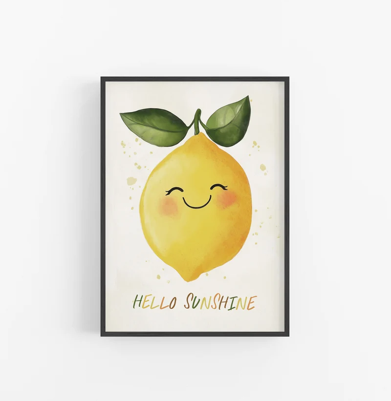 Cuadro Fruta Caricatura Limon Amarillo Verde